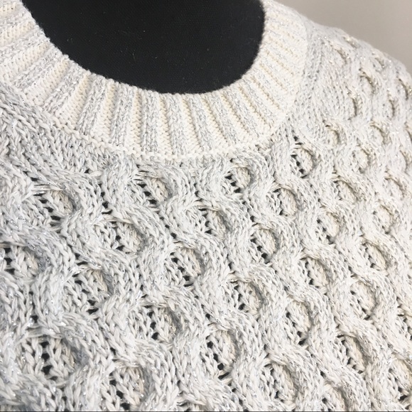 J. crew | Metallic Cable Knit Sweater Silver - Picture 4 of 8
